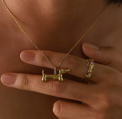 Gold Dachshund Jewellery Set