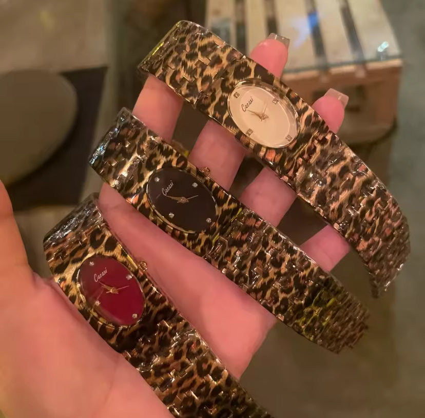 Leopard Print Bangle Watch