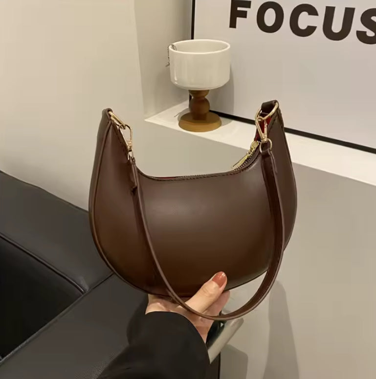 Rounded Matt Faux Leather Shoulder Bag