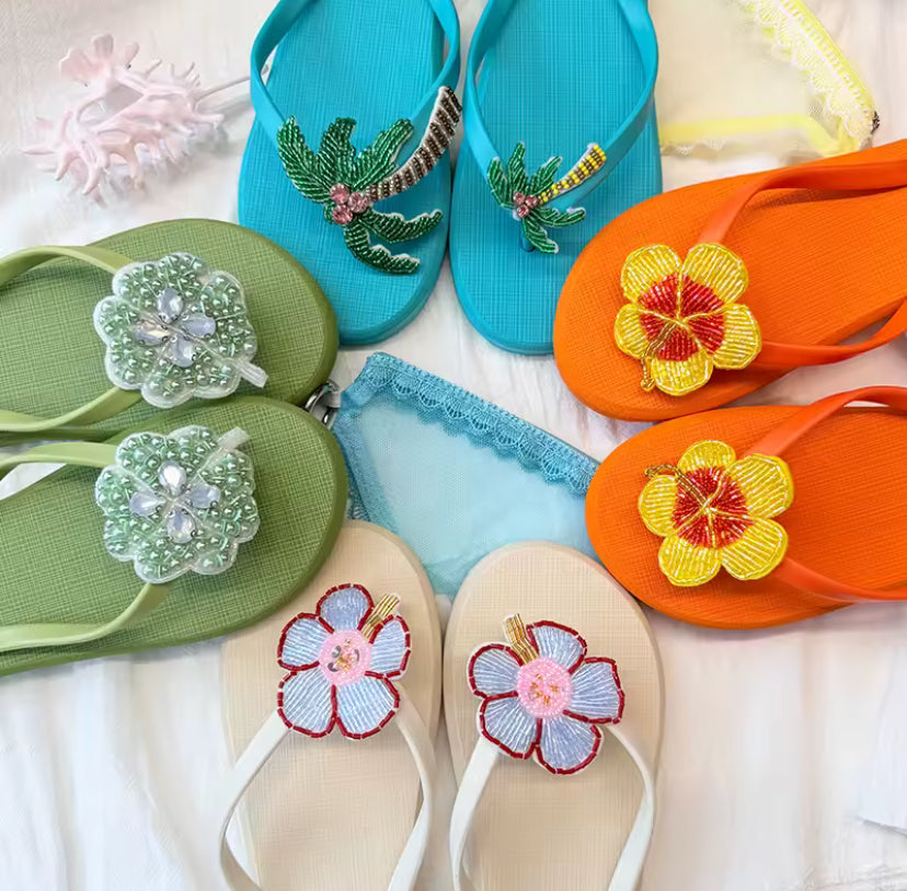 Summer Beaded Flip Flops
