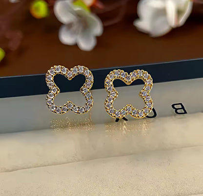 Diamanté Clover Earrings