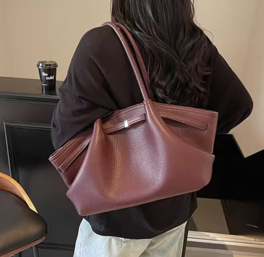 Faux Leather Underarm Tote Bag