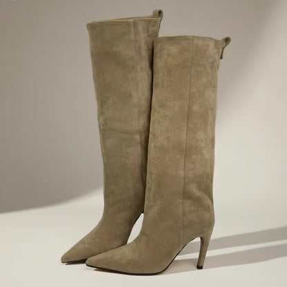 Suede Scrunch Boot Heels
