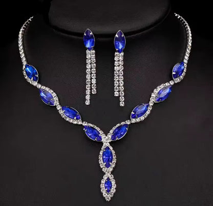 Colourful Crystal Necklace, Earrings & Bracelet Set