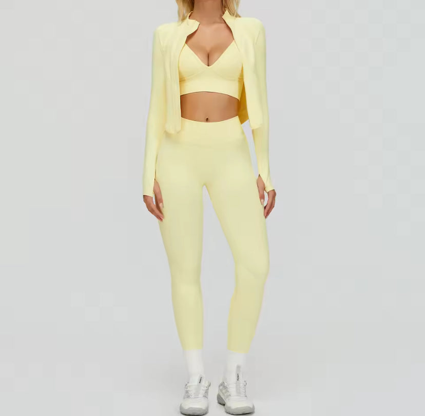 3pcs Jacket Gym Set