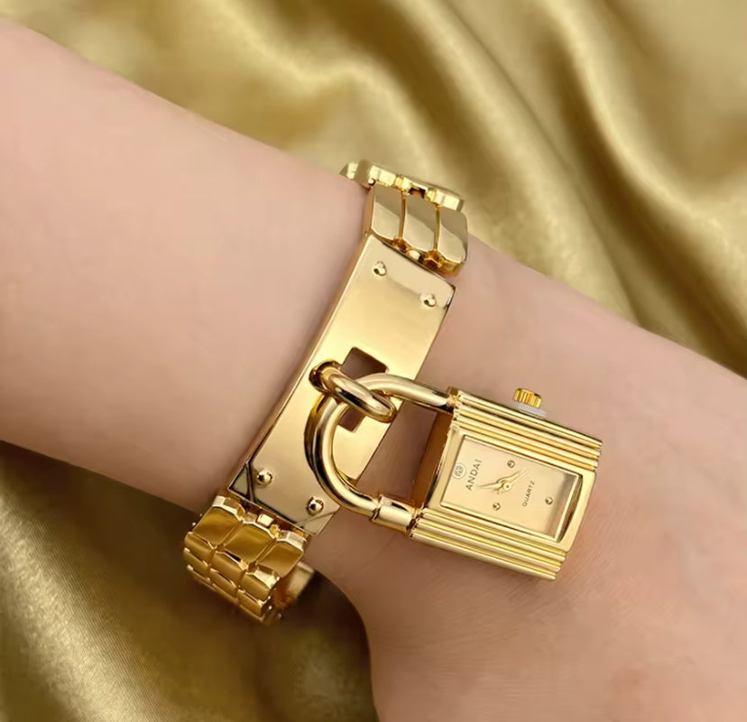 Gold Padlock Watch