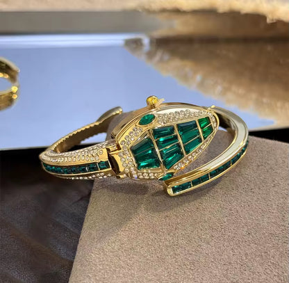 Rhinestone Snake Bangle Watch