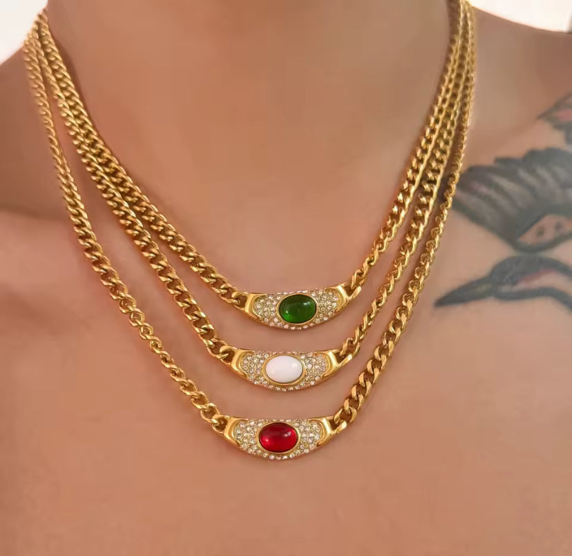 Vintage Oval Jewel Necklace