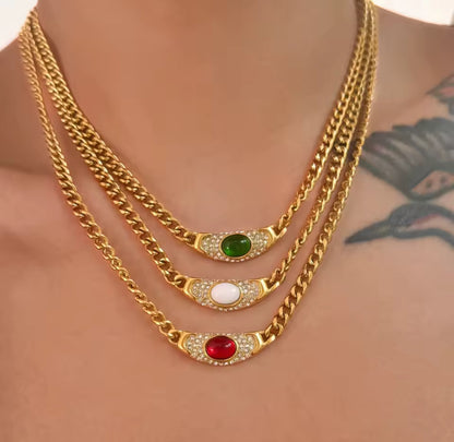 Vintage Oval Jewel Necklace
