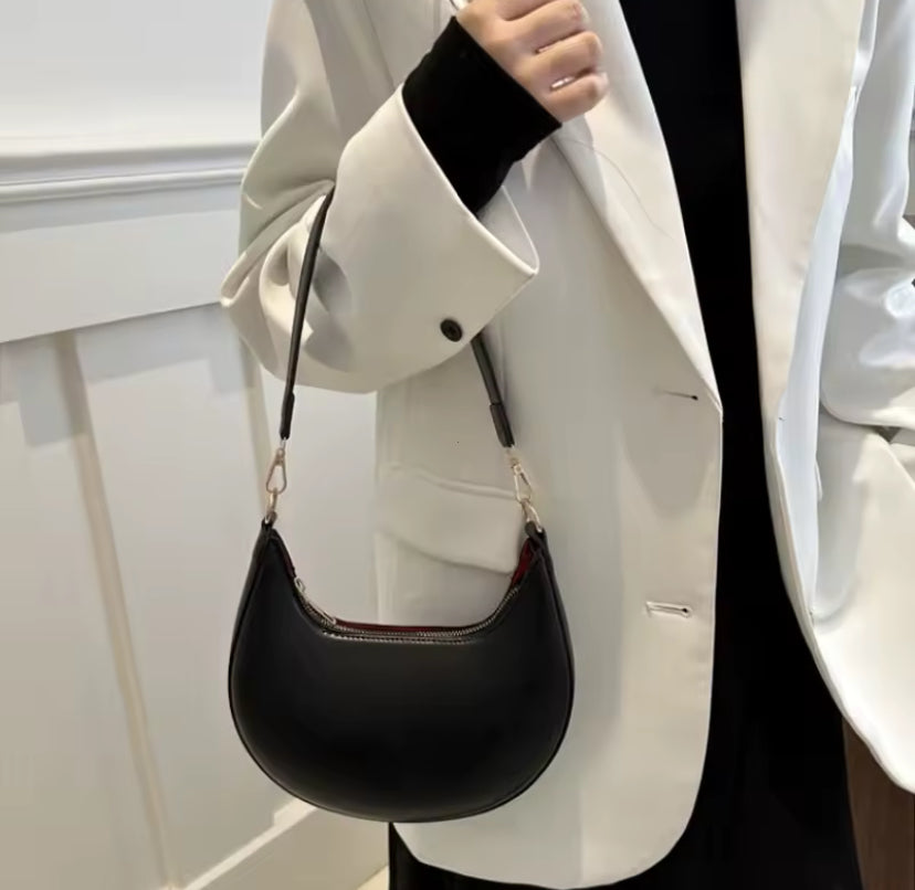 Rounded Matt Faux Leather Shoulder Bag