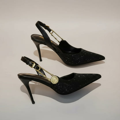 Diamante Gold Strap Detail Heels