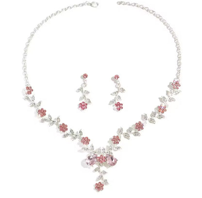 Rose Crystal Floral Jewellery Set
