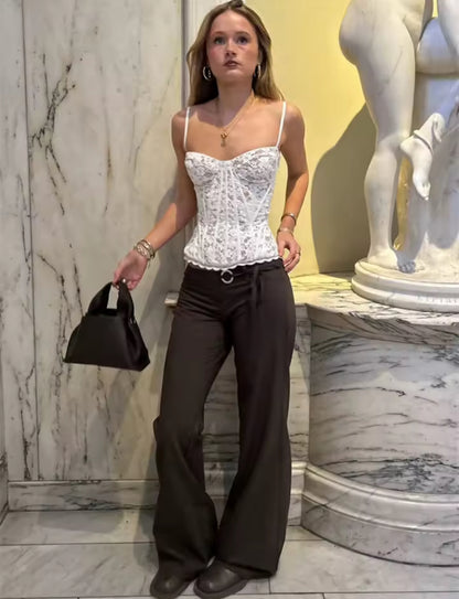 White Floral Lace Corset Top
