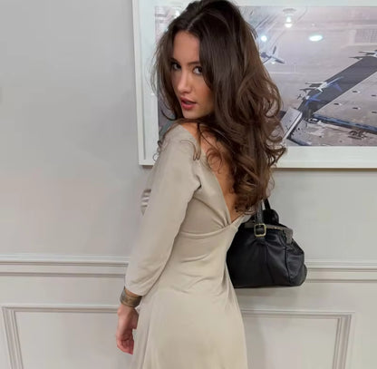 V-Neck 3/4 Sleeve Mini Dress