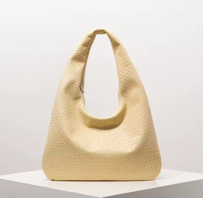 Faux Leather Patterned Tote Shoulder Bag