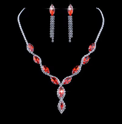 Colourful Crystal Necklace, Earrings & Bracelet Set