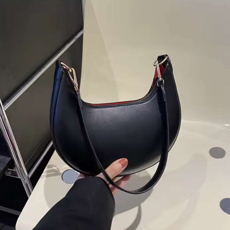 Rounded Matt Faux Leather Shoulder Bag