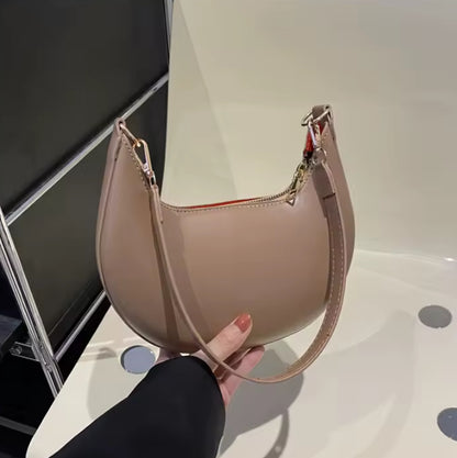 Rounded Matt Faux Leather Shoulder Bag