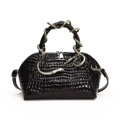 Faux Leather Snake Shoulder Bag