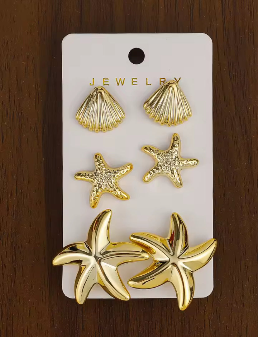 Gold Summer Earrings Multipack