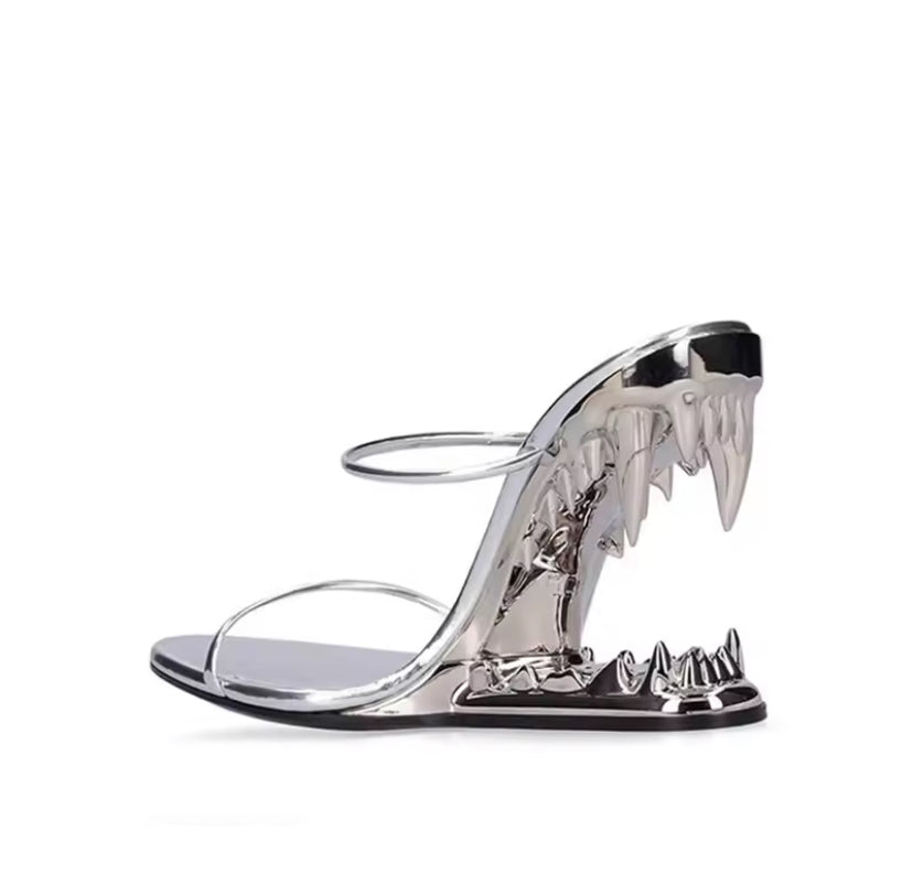 Vampire Teeth Metallic Heels