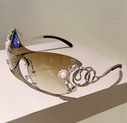 Y2k Diamante Floral Sunglasses