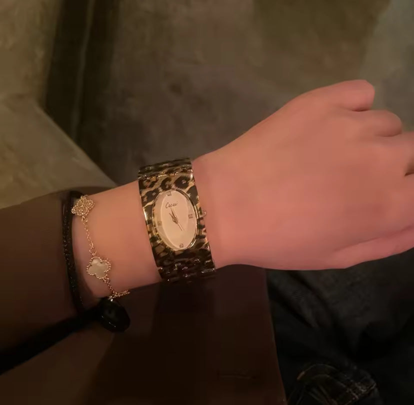 Leopard Print Bangle Watch