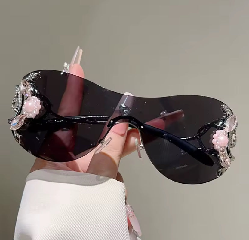 Y2k Diamante Floral Sunglasses