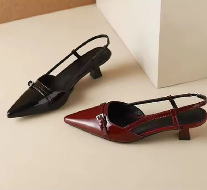 Sling Back Buckle Heels