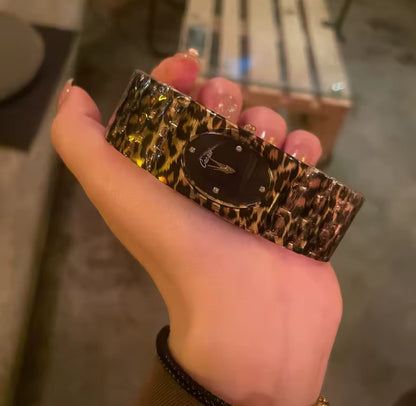 Leopard Print Bangle Watch