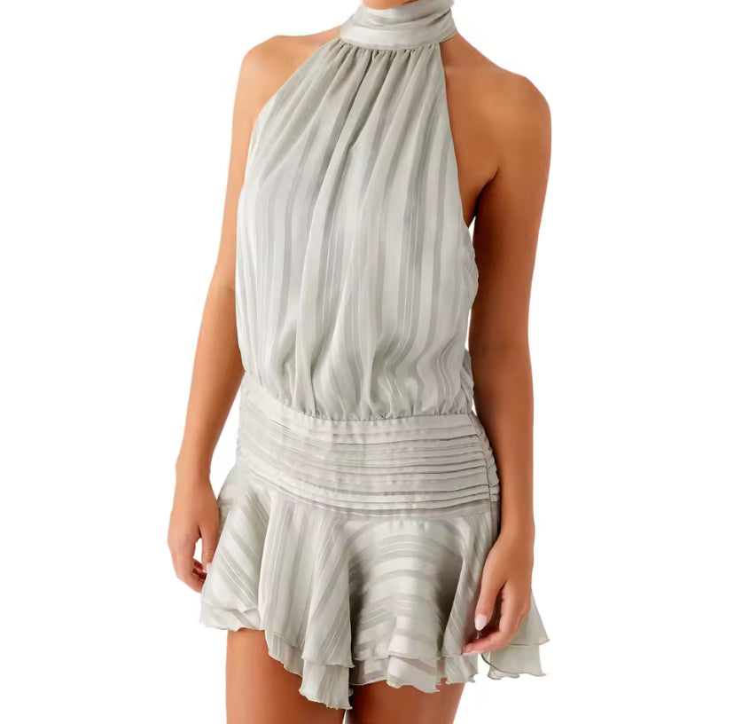Backless Chiffon Halter Dress