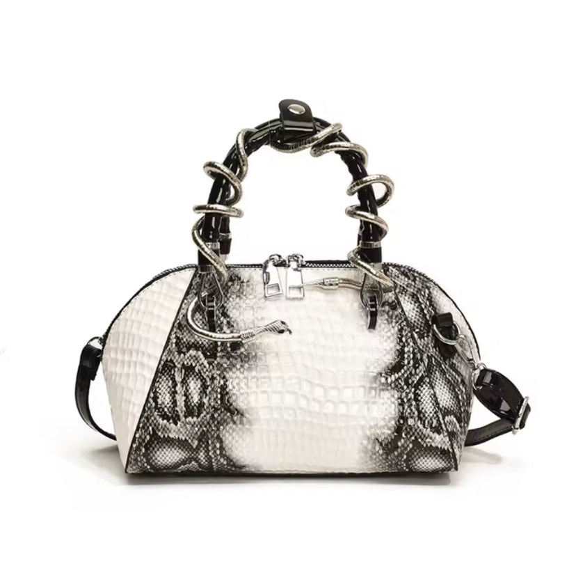 Faux Leather Snake Shoulder Bag