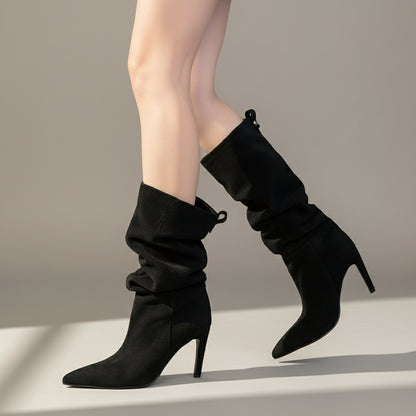 Suede Scrunch Boot Heels