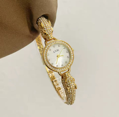 Double Leopard Diamanté Bangle Watch
