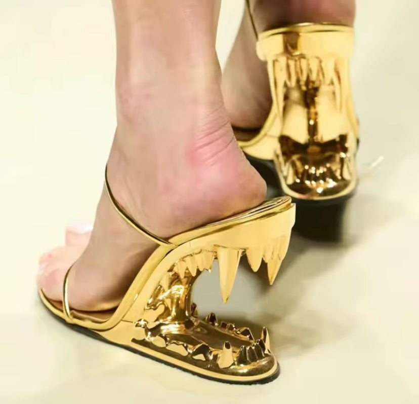 Vampire Teeth Metallic Heels