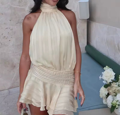 Backless Chiffon Halter Dress