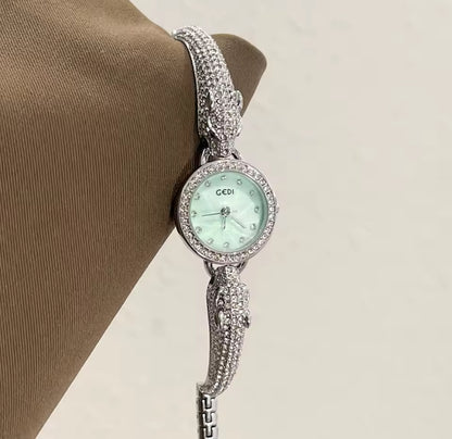 Double Leopard Diamanté Bangle Watch