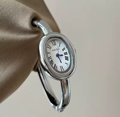 Sleek Oval Bangle Watch