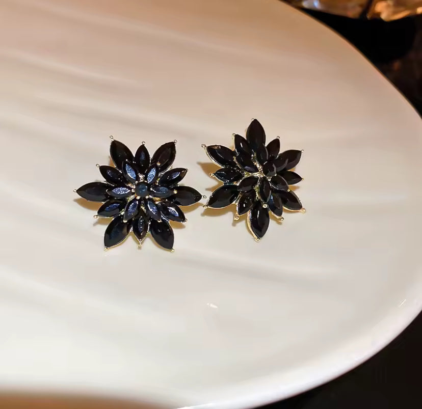 Coloured Crystal Floral Earrings