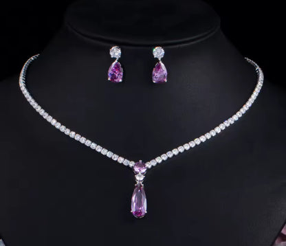 Sparkly Crystal Water Drop Necklace & Earrings Set