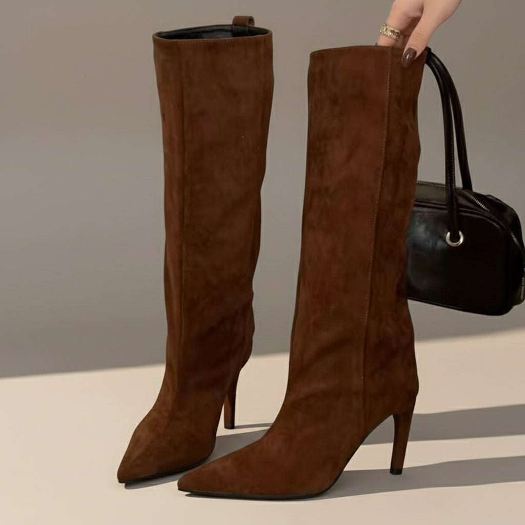 Suede Scrunch Boot Heels