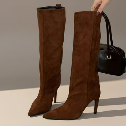 Suede Scrunch Boot Heels
