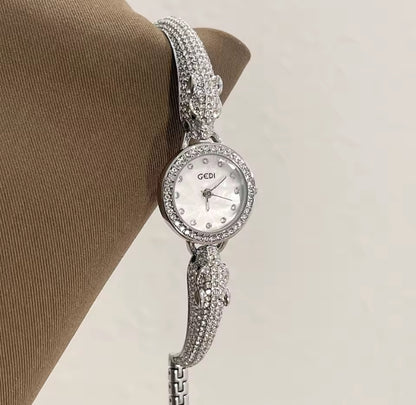 Double Leopard Diamanté Bangle Watch