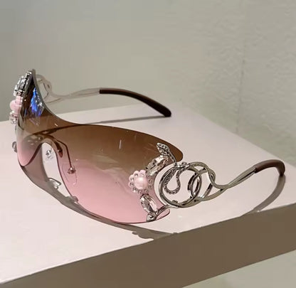 Y2k Diamante Floral Sunglasses