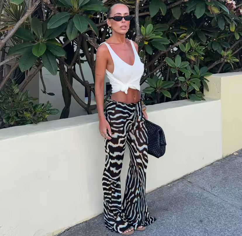 Sheer Mesh Zebra Maxi Top Co-ord