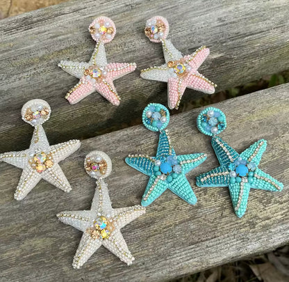 Summer Beach Rhinestone Beaded Earrings