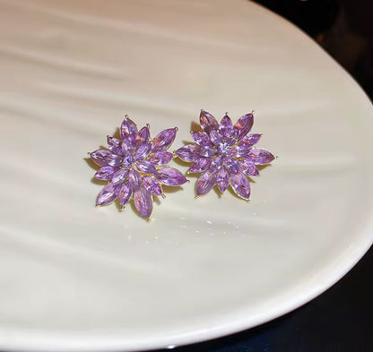 Coloured Crystal Floral Earrings