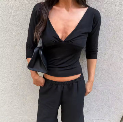 V-Neck 3/4 Sleeve Top