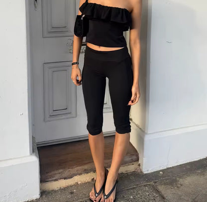 Fold Over Waist Capri Leggings