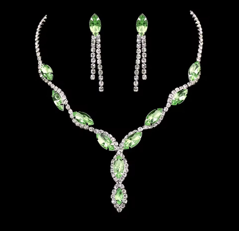 Colourful Crystal Necklace, Earrings & Bracelet Set